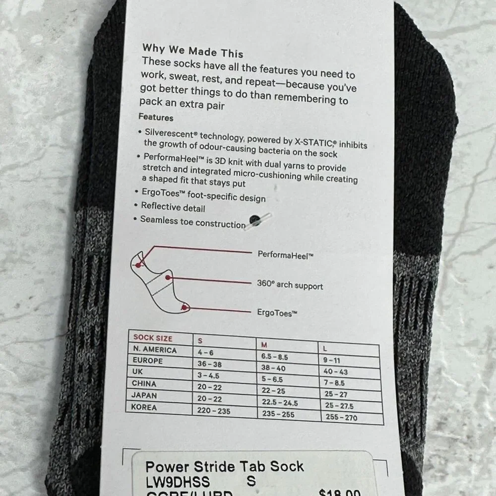 Lululemon Women's Power Stride Tab Socks Small NWT